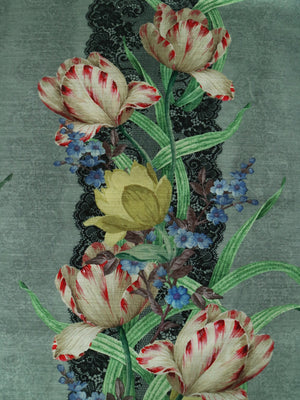 Tulip velvets Silver Moss Green