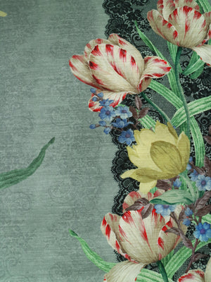 Tulip velvets Silver Moss Green